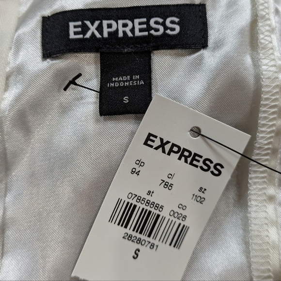 NWT Express white blue grey v neck spaghetti strap ruffle summer sun dress S - Picture 8 of 10